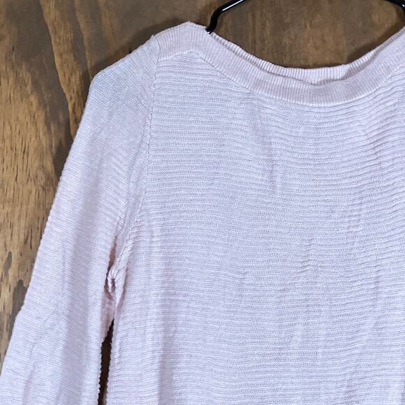 Ann Taylor Factory Womens Sweater Pink Ribbed Long Sleeve Knit Medium - Picture 4 of 12
